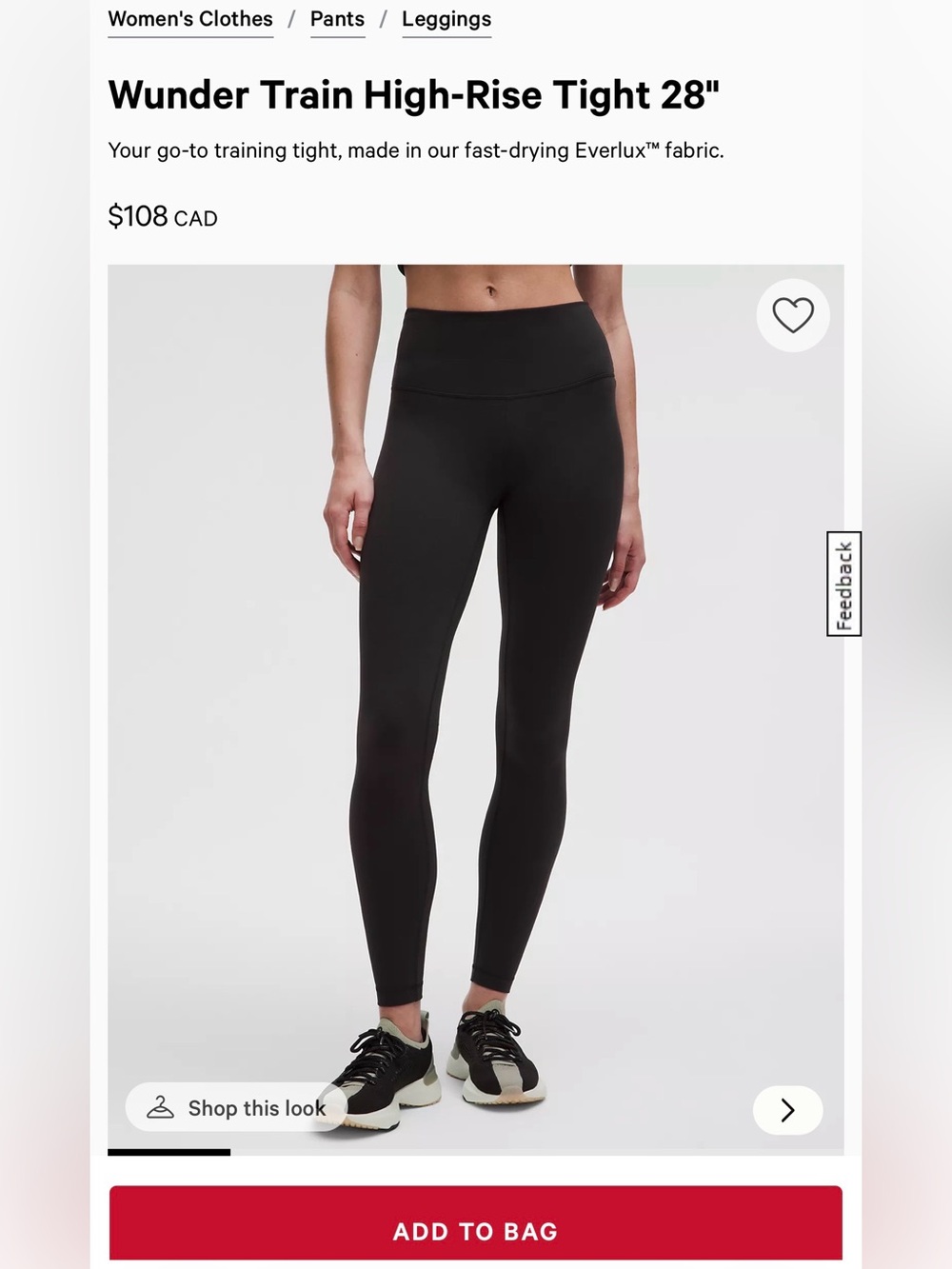 Lululemon Athletica Wunder Under Leggings Black